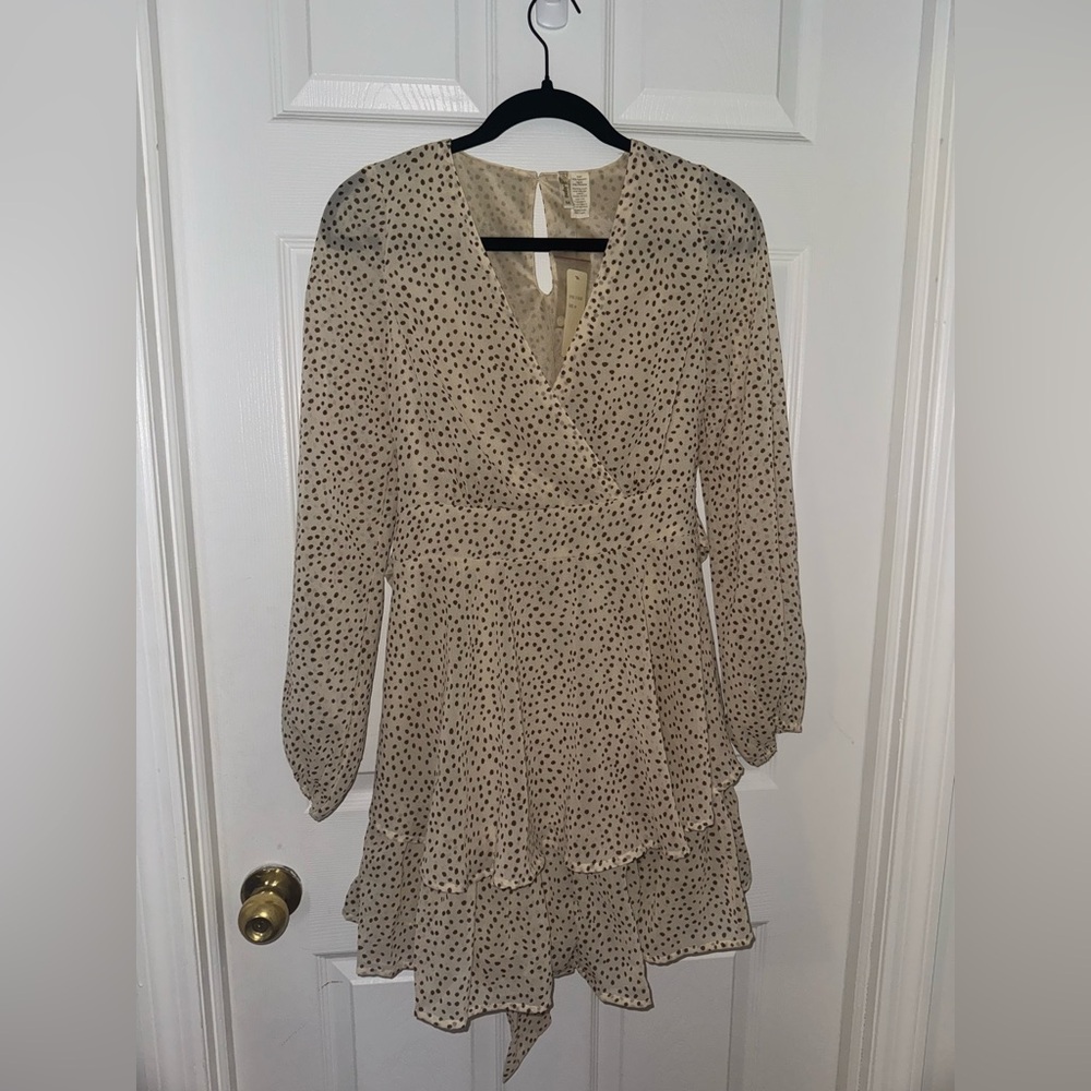 Japna New with Tags White and brown Polka dot dress